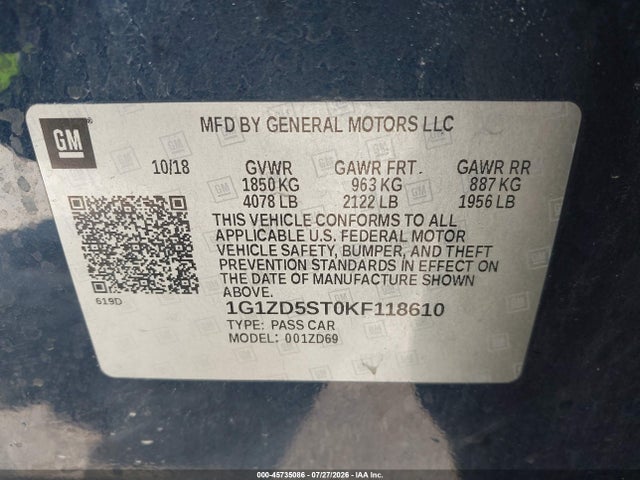 Chevrolet MALIBU LT 2019 1G1ZD5ST0KF118610 Image 9