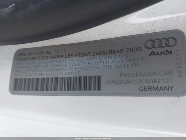 Продаж на аукціоні авто 2012 Audi A7 3.0 Prestige, vin: WAU2GAFC2CN082121, номер лоту: 45735094