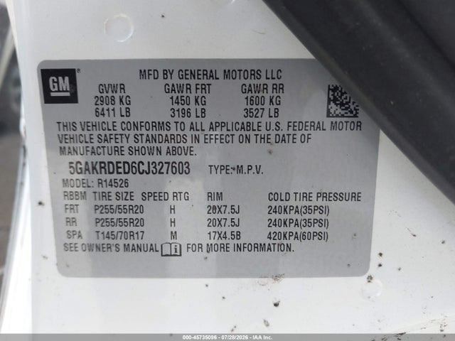 2012 Buick Enclave Premium მანქანა იყიდება აუქციონზე, vin: 5GAKRDED6CJ327603, აუქციონის ნომერი: 45735096