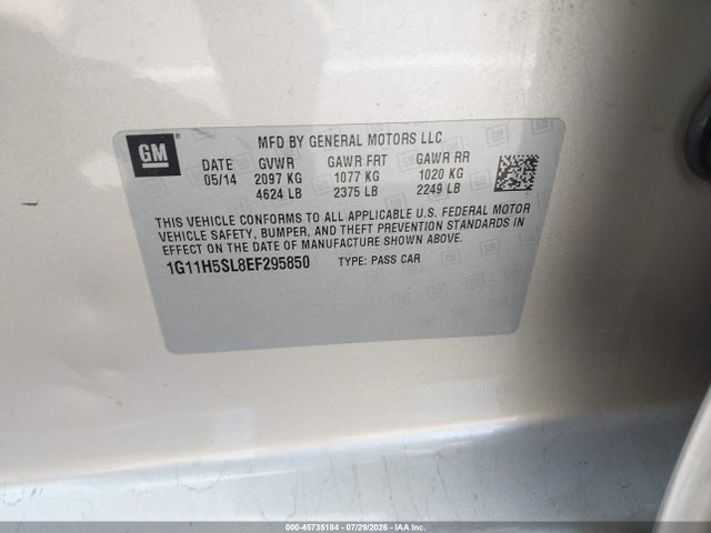 1G11H5SL8EF295850 Chevrolet Malibu 1lz