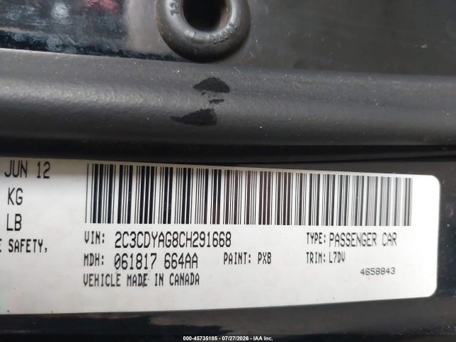 Продажа на аукционе авто 2012 Dodge Challenger Sxt, vin: 2C3CDYAG8CH291668, номер лота: 45735185