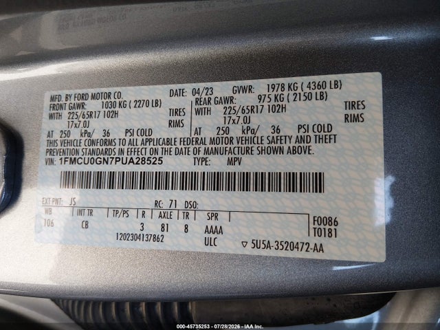 1FMCU0GN7PUA28525 Ford Escape Active