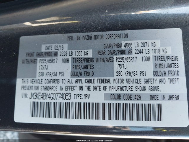 JM3KE4BY4G0774063 Mazda CX-5 SPORT