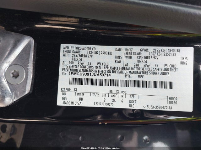 Ford Escape Titanium 2018 1FMCU9J91JUA59714 Image 9