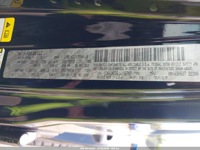 Aukcja sprzedaży 2018 Jeep Wrangler Unlimited Sahara 4x4, vin: 1C4HJXEG6JW156797, numer aukcji: 45735383