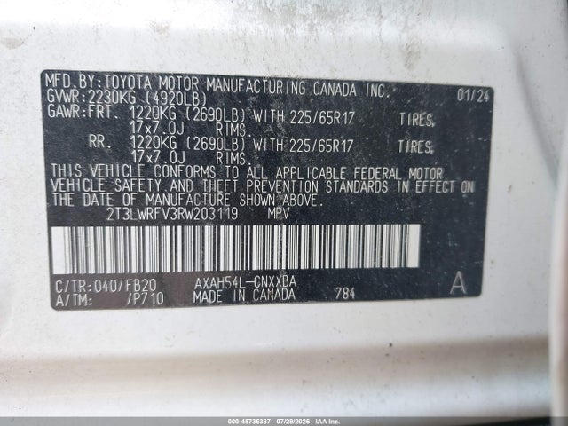Продаж на аукціоні авто 2024 Toyota Rav4 Hybrid Le, vin: 2T3LWRFV3RW203119, номер лоту: 45735387
