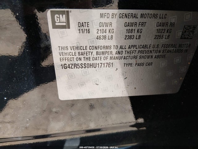 Продажа на аукционе авто 2017 Buick Lacrosse Premium, vin: 1G4ZR5SS0HU171761, номер лота: 45735438