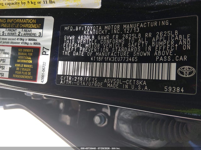 Toyota CAMRY SE 2014 4T1BF1FK3EU773465 Image 9