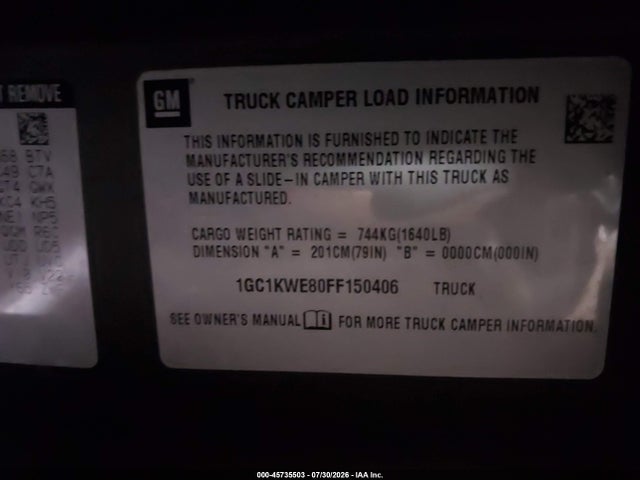 Продаж на аукціоні авто 2015 Chevrolet Silverado 2500hd Ltz, vin: 1GC1KWE80FF150406, номер лоту: 45735503