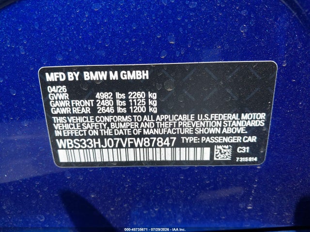 BMW M3 Competition Le 2027 WBS33HJ07VFW87847 Image 9
