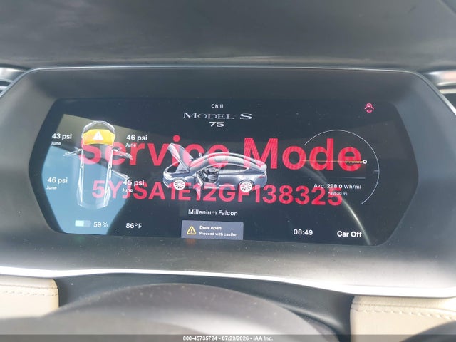 Продаж на аукціоні авто 2016 Tesla Model S 60/70/75/85, vin: 5YJSA1E12GF138325, номер лоту: 45735724