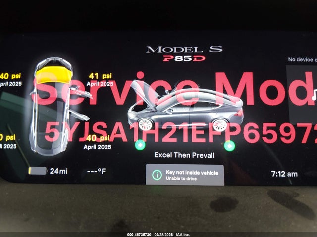 Продаж на аукціоні авто 2014 Tesla Model S P85d, vin: 5YJSA1H21EFP65972, номер лоту: 45735730