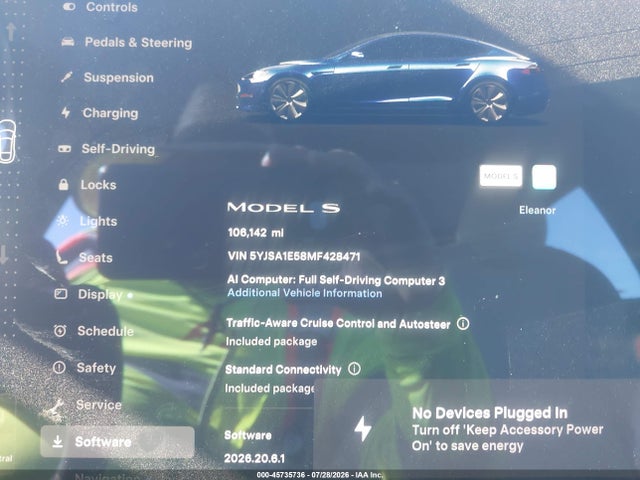 Продаж на аукціоні авто 2021 Tesla Model S Long Range Dual Motor All-wheel Drive, vin: 5YJSA1E58MF428471, номер лоту: 45735736