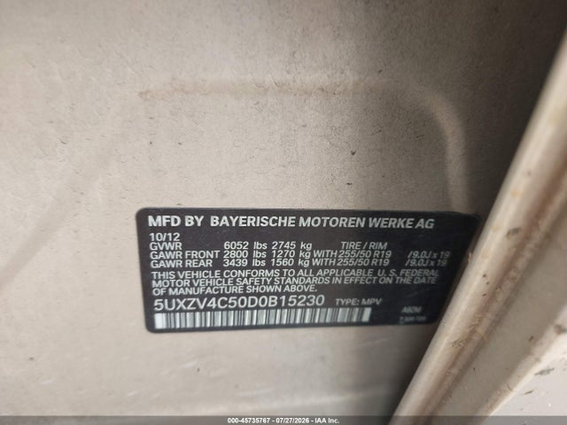 Продаж на аукціоні авто 2013 Bmw X5 Xdrive35i/xdrive35i Premium/xdrive35i Sport Activity, vin: 5UXZV4C50D0B15230, номер лоту: 45735767