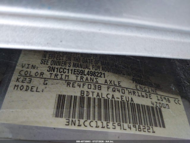 Auction sale of the 2009 Nissan Versa 1.6, vin: 3N1CC11E59L498221, lot number: 45735993
