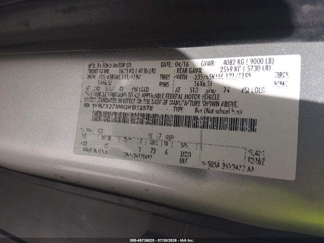 Ford Transit-350 Xl 2016 1FBZX2ZM6GKB12678 Image 9