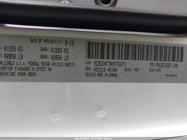 2C3CDXKT6KH722271 Dodge Charger Police Awd