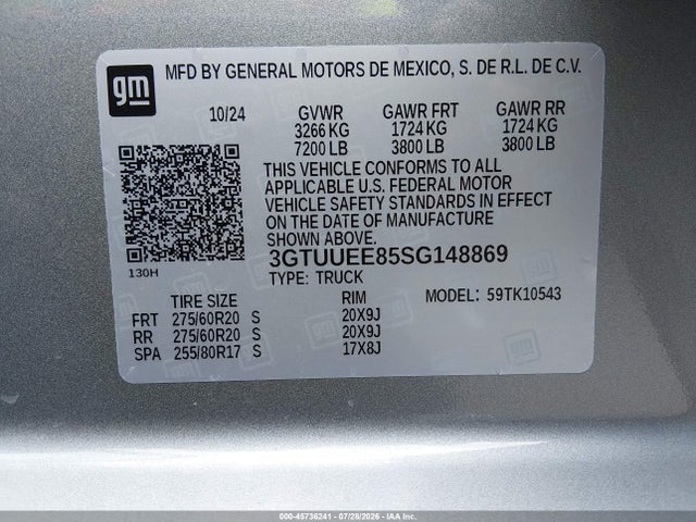 Продаж на аукціоні авто 2025 Gmc Sierra 1500 4wd  Short Box At4, vin: 3GTUUEE85SG148869, номер лоту: 45736241