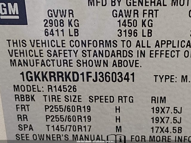 GMC Acadia Slt-1 2015 1GKKRRKD1FJ360341 Image 9