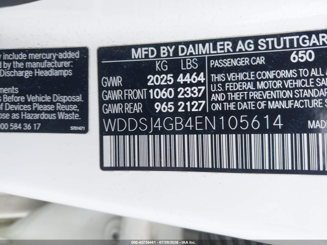 2014 Mercedes-benz Cla 250 4matic მანქანა იყიდება აუქციონზე, vin: WDDSJ4GB4EN105614, აუქციონის ნომერი: 45736461