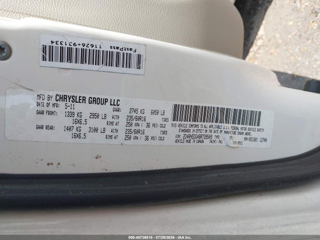 Продаж на аукціоні авто 2011 Dodge Grand Caravan Crew, vin: 2D4RN5DG4BR728509, номер лоту: 45736518