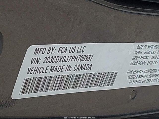 2C3CDXGJ7PH700987 Dodge Charger Scat Pack Widebody