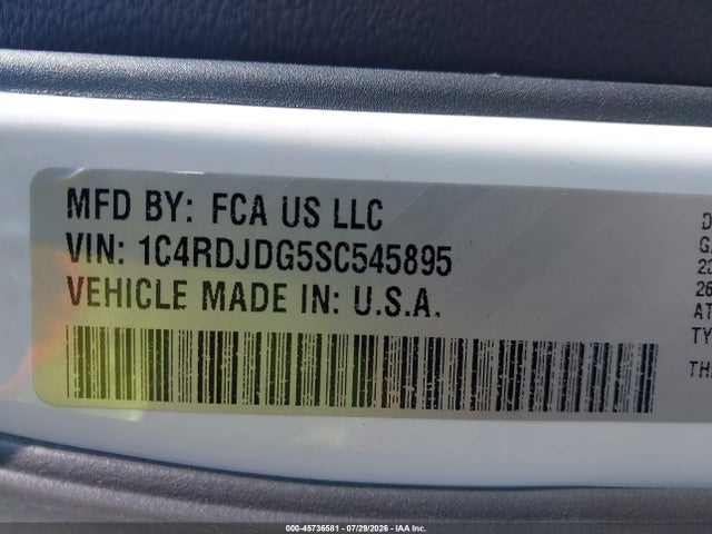 Продаж на аукціоні авто 2025 Dodge Durango Gt Plus Awd, vin: 1C4RDJDG5SC545895, номер лоту: 45736581