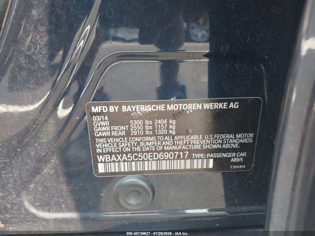 45736627 :رقم المزاد ، WBAXA5C50ED690717 vin ، 2014 Bmw 535d مزاد بيع