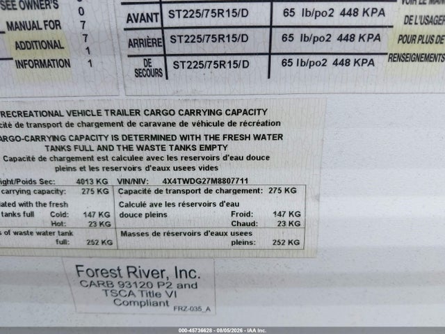 Продаж на аукціоні авто 2021 Forest River Wildwood 31kqbts Travel Trailer, vin: 4X4TWDG27M8807711, номер лоту: 45736628