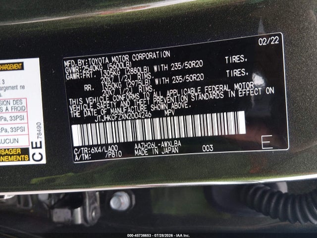 Aukcja sprzedaży 2022 Lexus Nx 450h+ Luxury, vin: JTJHKCFZXN2004246, numer aukcji: 45736653