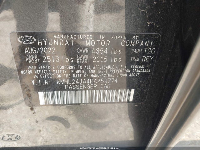 Продажа на аукционе авто 2023 Hyundai Sonata Se, vin: KMHL24JA4PA259774, номер лота: 45736718