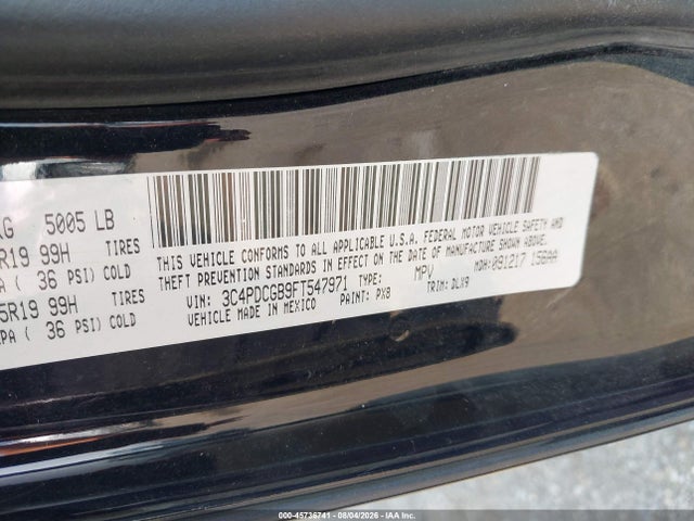 45736741 :رقم المزاد ، 3C4PDCGB9FT547971 vin ، 2015 Dodge Journey Crossroad مزاد بيع