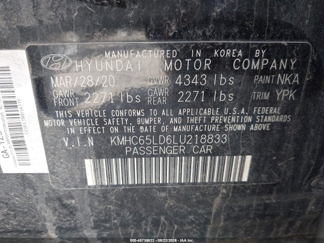 Продаж на аукціоні авто 2020 Hyundai Ioniq Plug-in Hybrid Se, vin: KMHC65LD6LU218833, номер лоту: 45736822