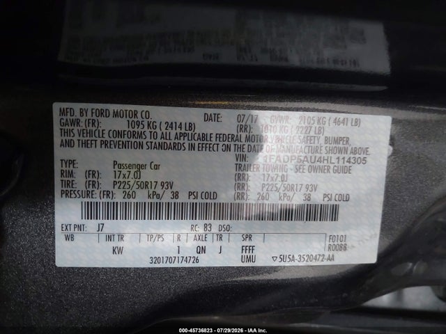 2017 Ford C-max Hybrid Se მანქანა იყიდება აუქციონზე, vin: 1FADP5AU4HL114305, აუქციონის ნომერი: 45736823