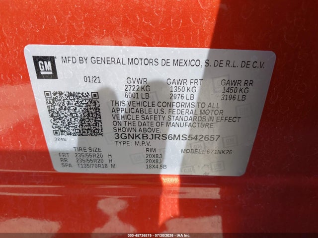 Продаж на аукціоні авто 2021 Chevrolet Blazer Awd 3lt, vin: 3GNKBJRS6MS542657, номер лоту: 45736875