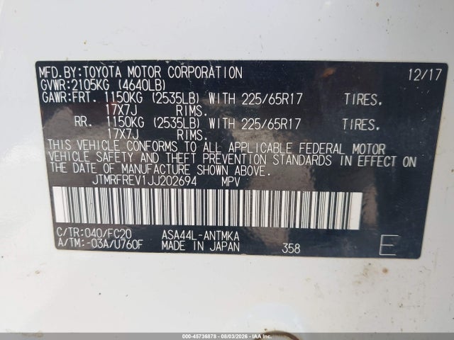 Toyota Rav4 Xle 2018 JTMRFREV1JJ202694 Image 21