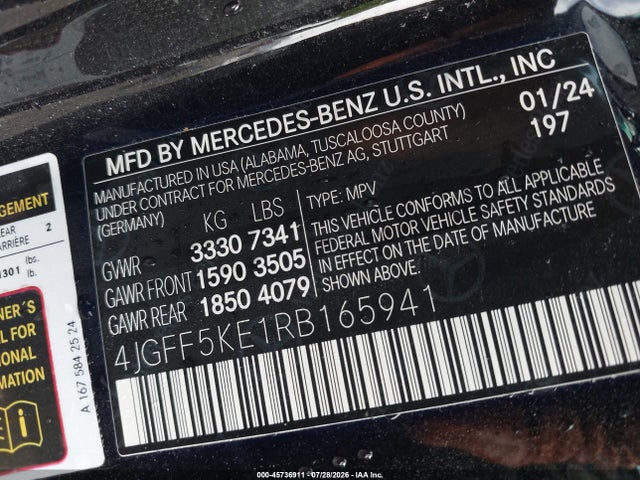 4JGFF5KE1RB165941 Mercedes-Benz Gls 450 4matic