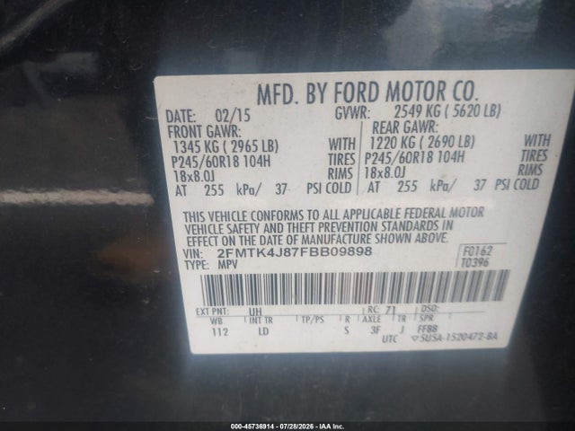 2FMTK4J87FBB09898 Ford EDGE SEL