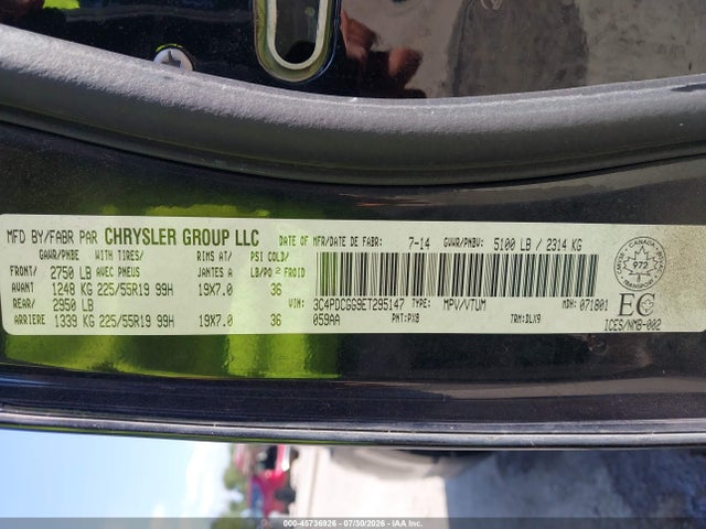 Продаж на аукціоні авто 2014 Dodge Journey Crossroad, vin: 3C4PDCGG9ET295147, номер лоту: 45736926