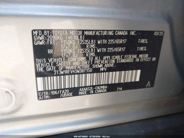 Toyota Rav4 Xle 2025 2T3W1RFV4SW387150 Image 9