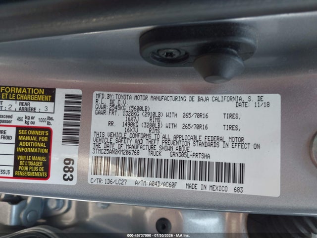 3TMCZ5AN2KM206768 Toyota Tacoma Trd Off Road