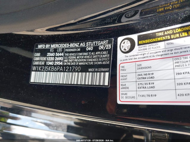 W1K2J5KB6PA121790 Mercedes-Benz Cls 450 Coupe