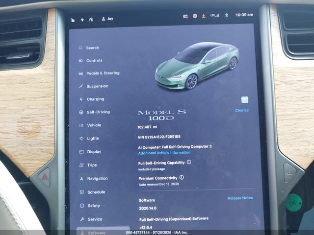 Продаж на аукціоні авто 2018 Tesla Model S 100d/75d/p100d, vin: 5YJSA1E22JF295188, номер лоту: 45737144