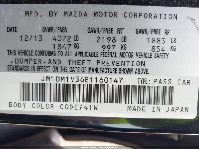 Auction sale of the 2014 Mazda Mazda3 S Touring, vin: JM1BM1V36E1160147, lot number: 45737161