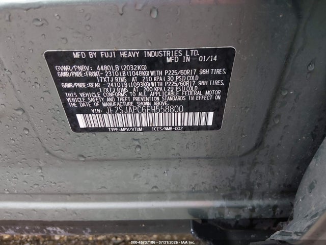 Продаж на аукціоні авто 2014 Subaru Forester 2.5i Touring, vin: JF2SJAPC6EH558800, номер лоту: 45737186