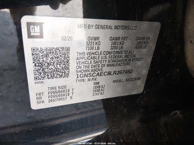 1GNSCAEC8LR267452 Chevrolet Tahoe 2wd Ls