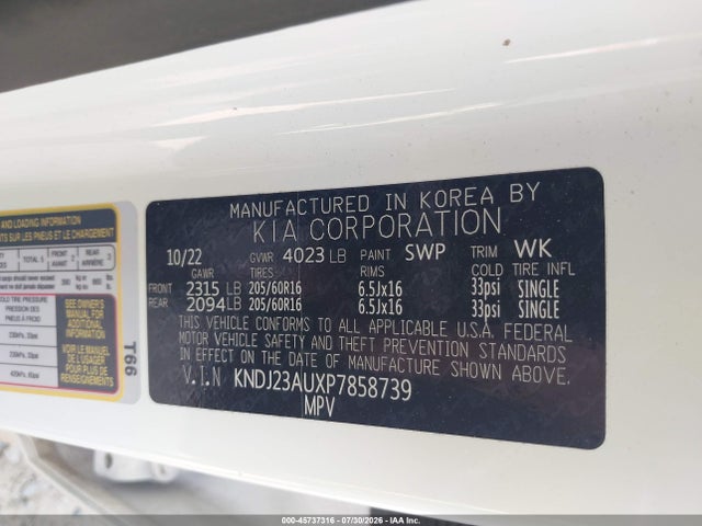 Продажа на аукционе авто 2023 Kia Soul Lx, vin: KNDJ23AUXP7858739, номер лота: 45737316