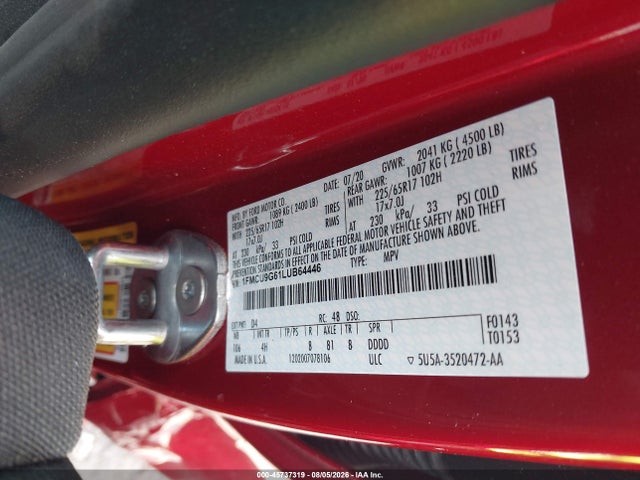 Aukcja sprzedaży 2020 Ford Escape Se, vin: 1FMCU9G61LUB64446, numer aukcji: 45737319