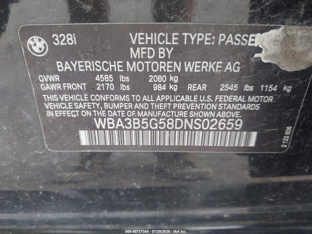 Продажа на аукционе авто 2013 Bmw 328i Xdrive, vin: WBA3B5G58DNS02659, номер лота: 45737345