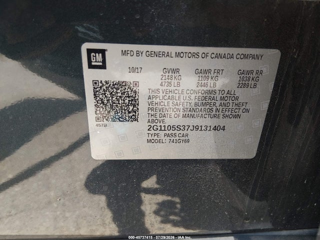 Chevrolet IMPALA 1LT 2018 2G1105S37J9131404 Image 9